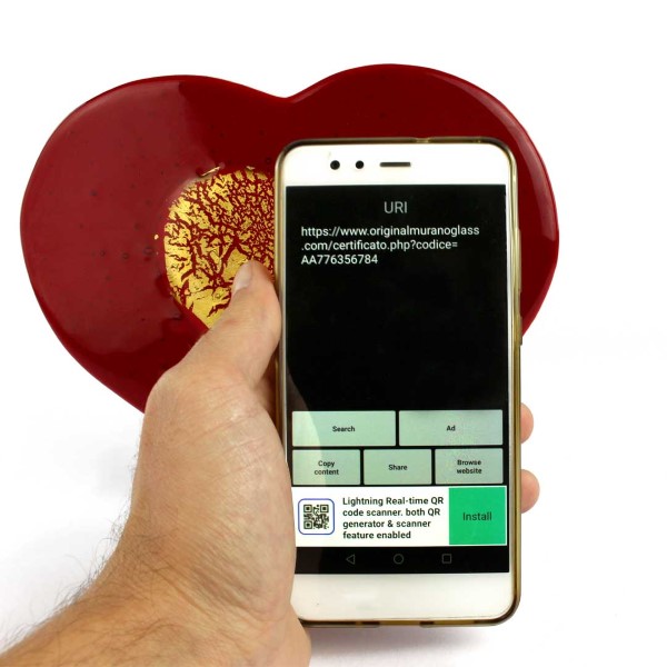 Hologramm-Markenaufkleber als Garantie dafür, dass es sich um ein Original-Murano-Glas-OMG®-Stück handelt 2